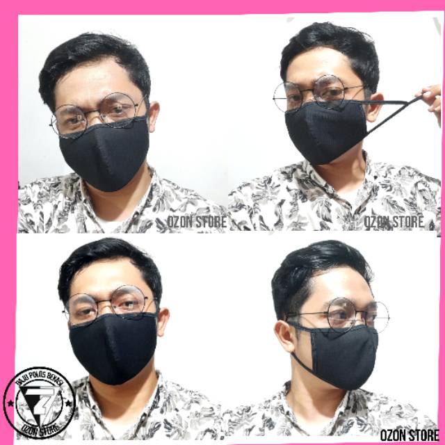 Masker Kain Hitam Polos KPOP Korea earloop