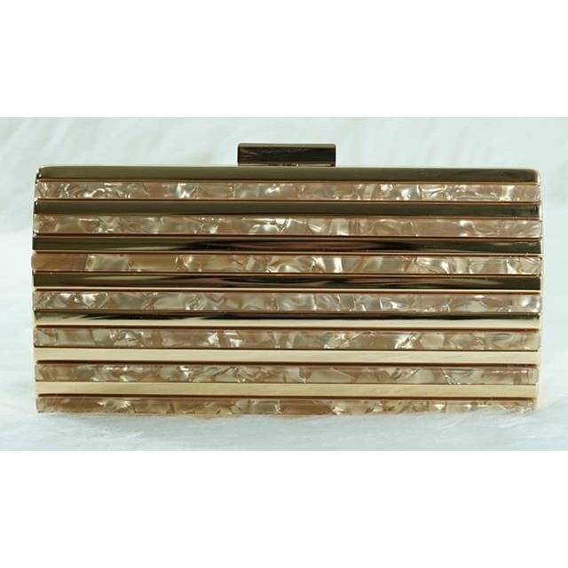 tas pesta acrylic marmer marble bag gold list line belt party bag perlengkapan wedding sky gloomy