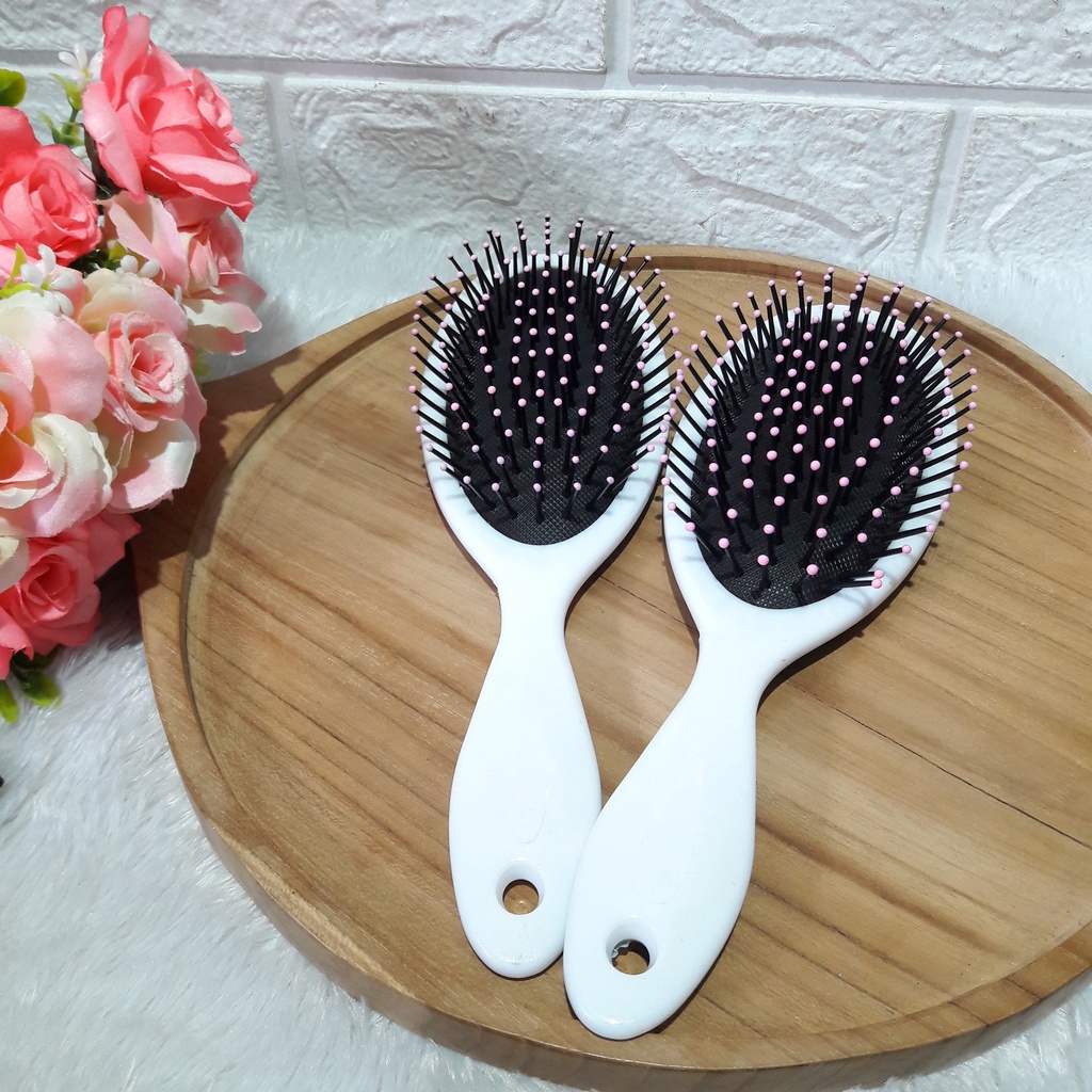 1471 / Sisir rambut wanita anti kusut premium / Model bulat karakter bunga &amp; kembang