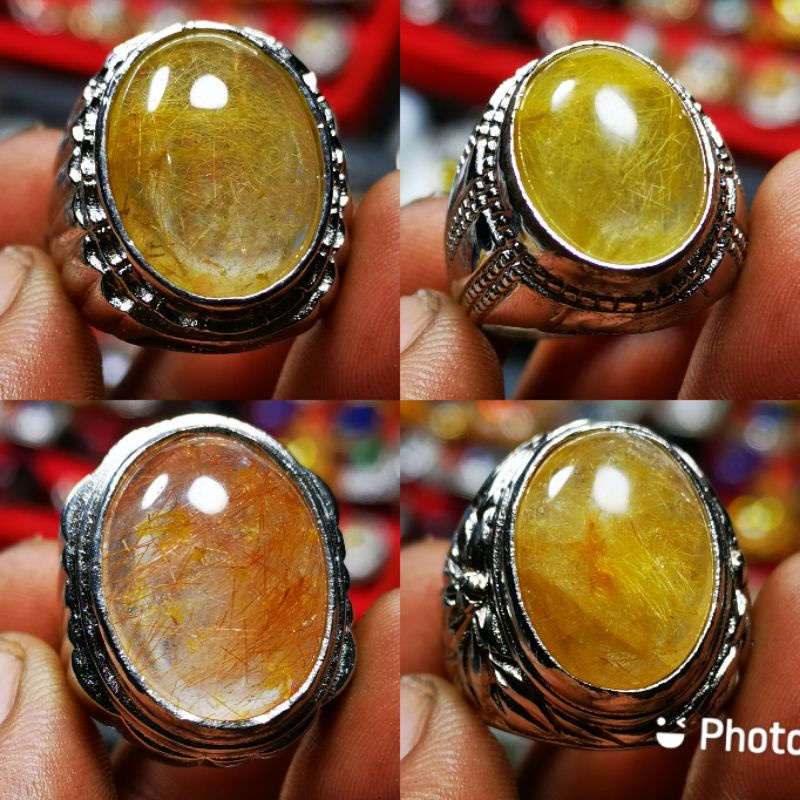 Batu natural cendana rambut emas