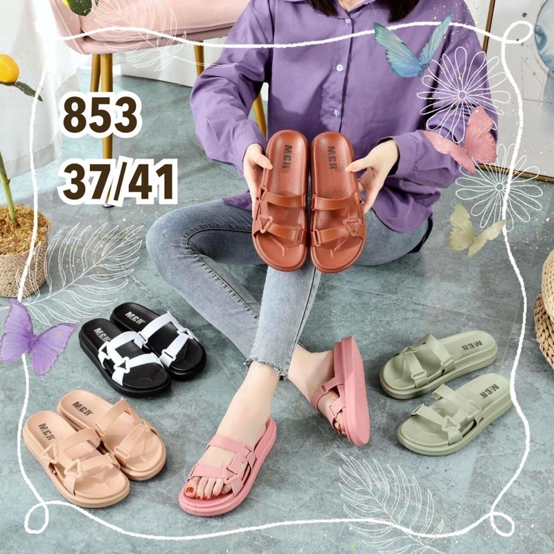 Sandal Jelly MGR 853 Sandal Slop Semi Gunung Wanita Tebal 3 cm Terbaru