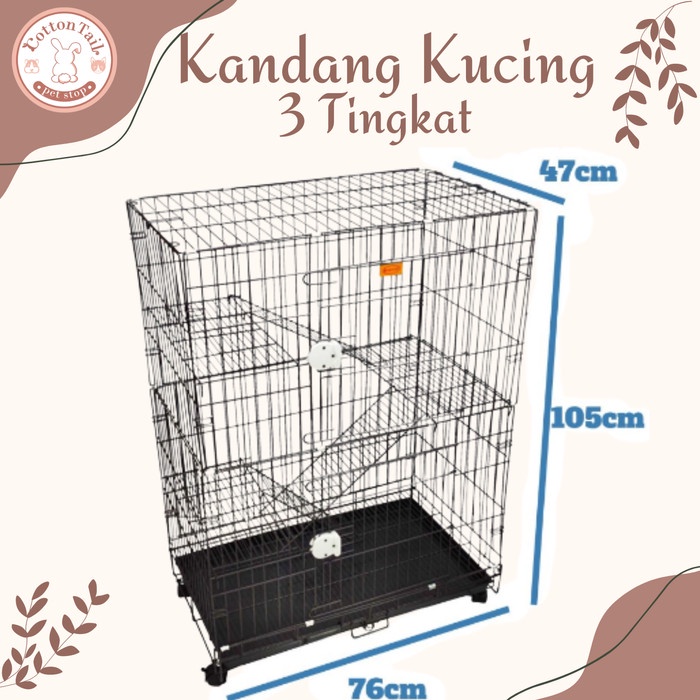 Kandang Kucing Lipat Tingkat 3 Ukuran L (76 x 47 x 105)