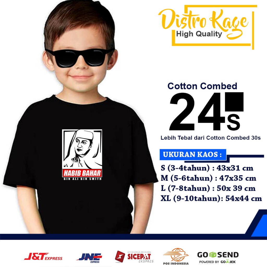 Kaos Distro Habib Bahar  Garis Merah Dakwah Baju Ukuran Anak Cotton Combed 30s