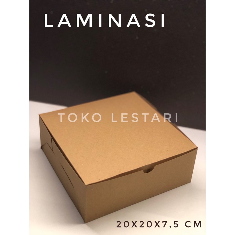 LAMINASI Box Kraft Coklat Untuk Kotak Kue Roti Cake Snack 20 x 20 7.5 CM