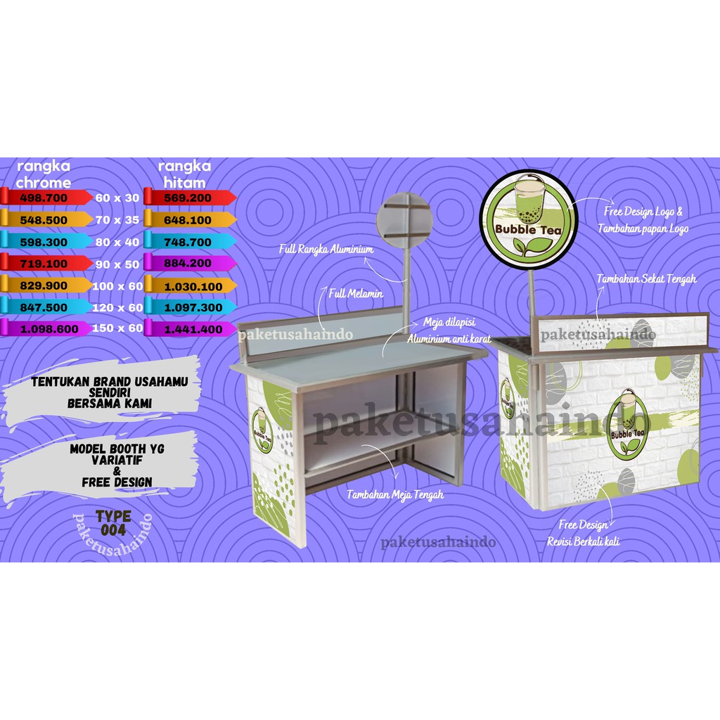 GEROBAK LIPAT 120X60, MEJA LIPA, BOOTH PORTABLE, GEROBAK MINUMAN, GEROBAK MAKANAN, BOOTH JUALAN 004F