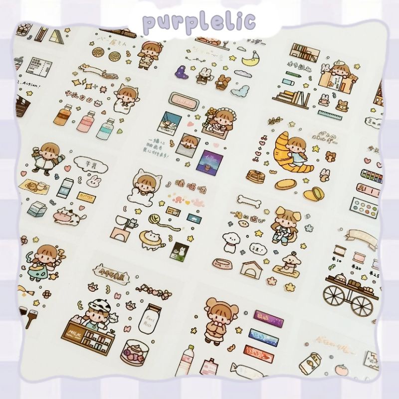 

[PURPLELIC] - DECO STICKER stiker scrapbook journal planner cute aesthetic transparan 1 lembar