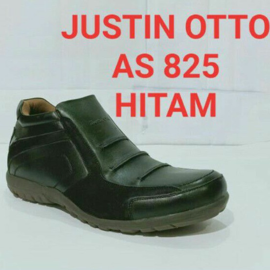 Sepatu pria kulit asli original justin otto as 825 hitam