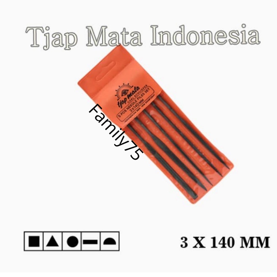 Kikir Besi Set 5pcs Kikir Sumpit 3 x 140 MM Cap Mata Tjap Mata