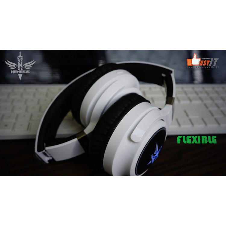 Headset Bluetooth 5.0 Headphone RGB NYK X-800 - Putih