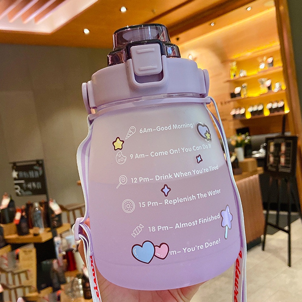 【Stiker 3D Gratis】 Female Summer Portable Large-capacity Sports Straw Water Cup Student Children Water Bottle