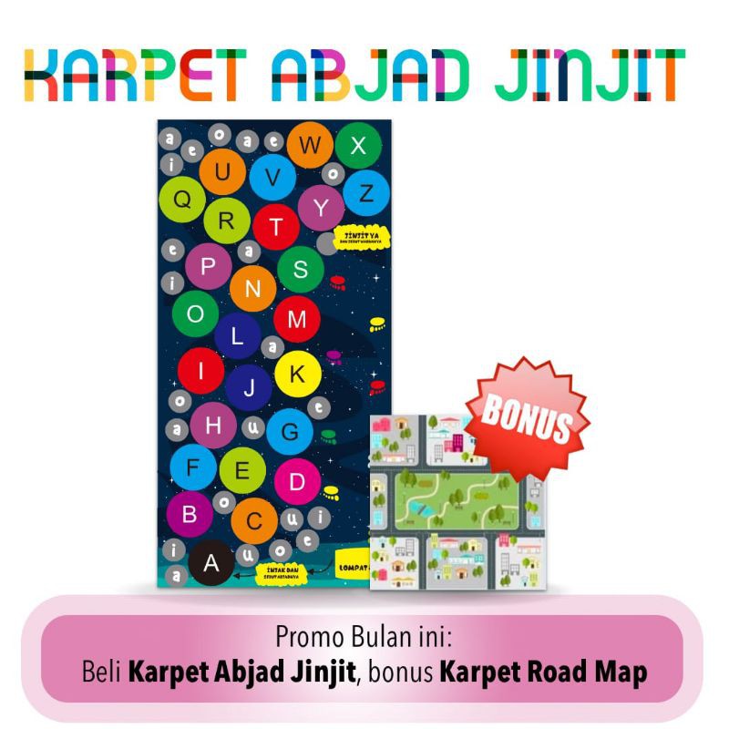 Karpet abjad Jinjit/ karpet main /alas main /karpet sensorik / karpet main anak