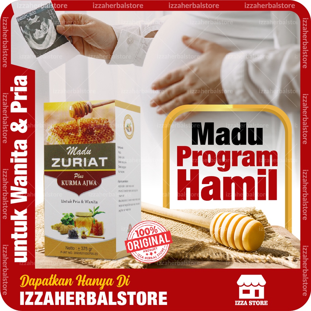 MADU ZURIAT Dzuriat Plus Kurma Ajwa, Bee Pollen, Pegagan - Herbal Promil PENYUBUR Pria dan Wanita