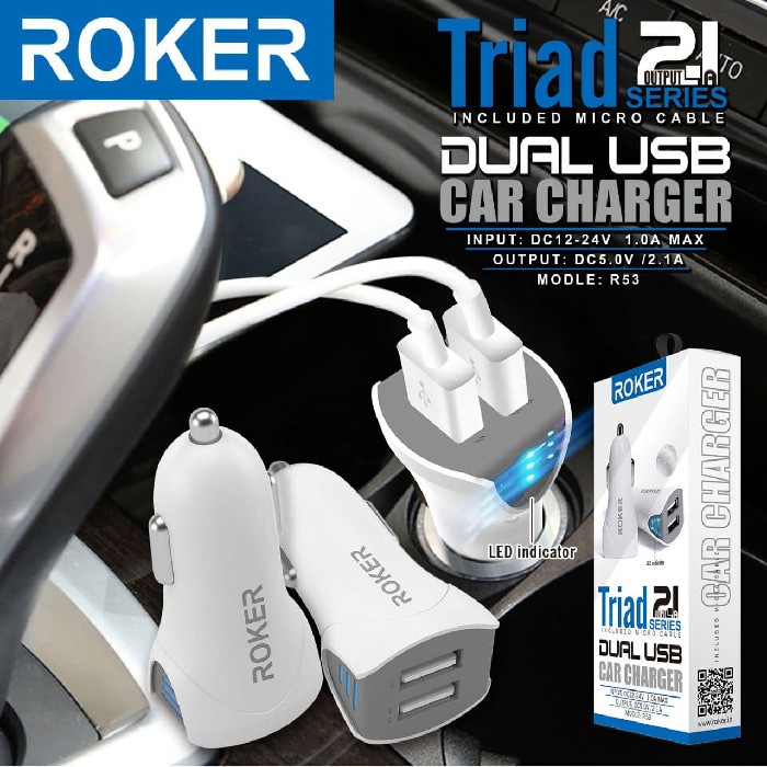 CHARGER MOBIL - SAVER MOBIL - CAR CHARGER ROKER TRIAD 2.1A