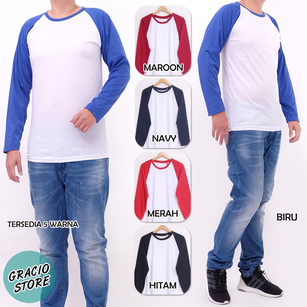 Download Graciostore Raglan Polos Kaos Raglan Panjang Reglan Pria Reglan Polos Shopee Indonesia