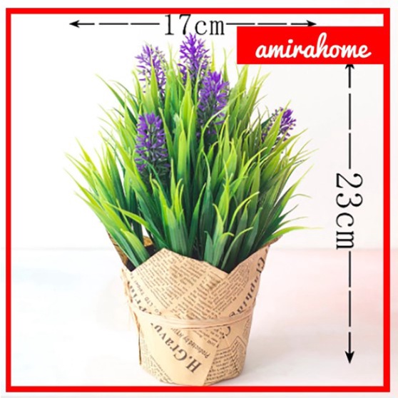 Tanaman Bunga Plastik Dekorasi Rumah Cantik IMPORT Bunga Lavender Artificial Hiasan Bunga Palsu-7