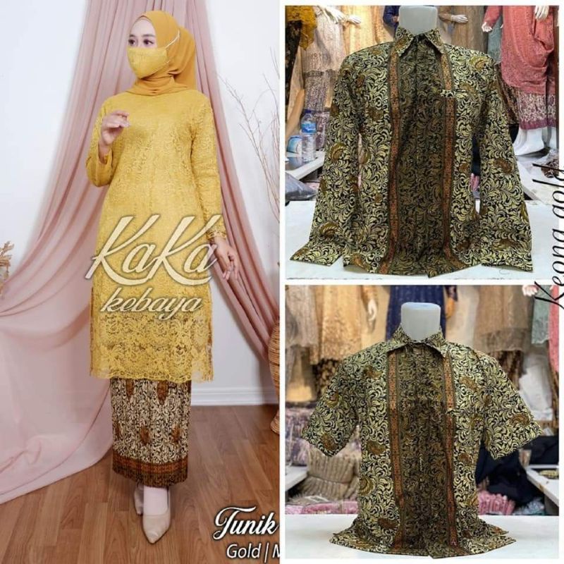 Couple Kebaya Tunik Kurung Brokat / Kebaya Couple / Kebaya Jumbo / Kemeja Batik