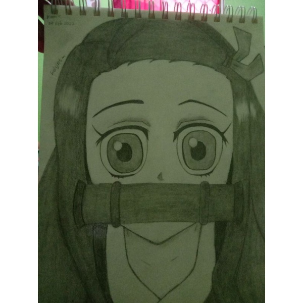 

Lukisan anime nezuko-Kimetsu no yaiba/Sketsa anime nezuko/art/lukisan pensil animd/gambar