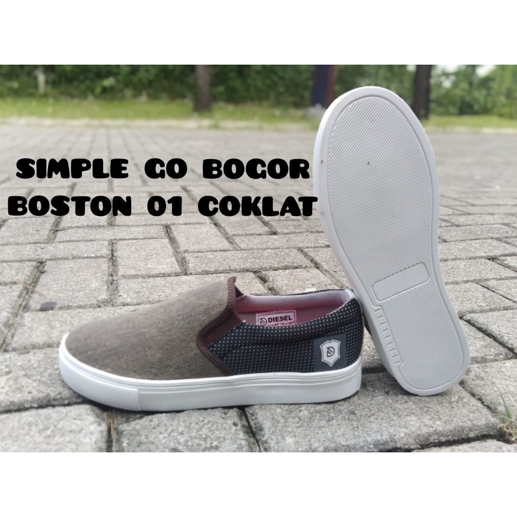 SEPATU SLIP ON PRIA BOSTON DIESEL BAHAN KANVAS INJECT ANTI SELIP 38-43