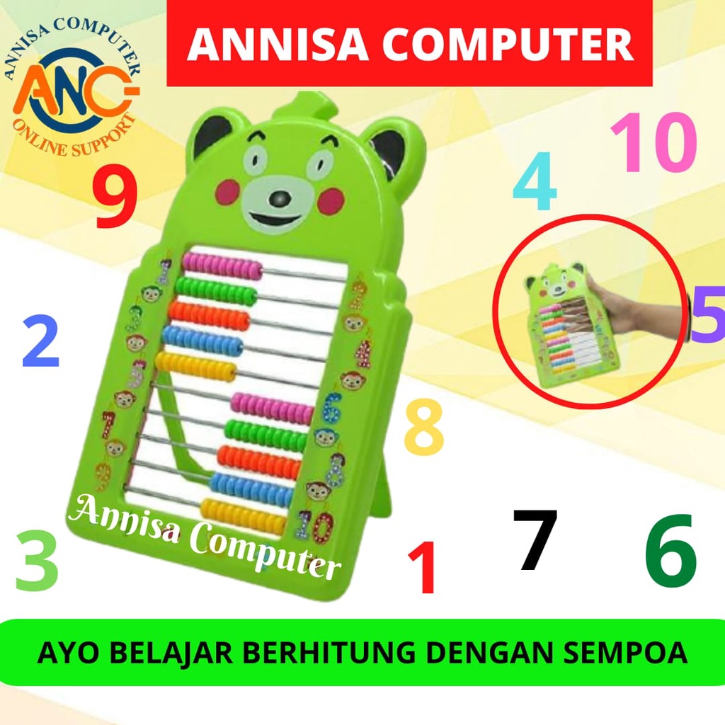 Sempoah Bear / Cipoah / Alat Belajar Hitung / Sempoa Plastik Karakter