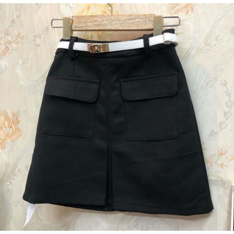 Rok Mini Korea Hitam Pocket