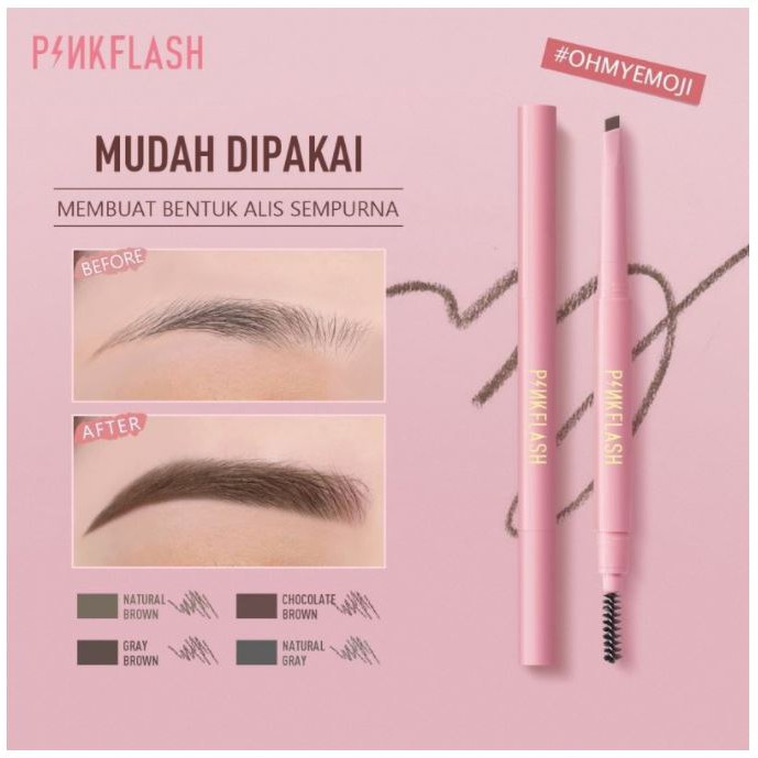 ✨LACIKOSME✨PINKFLASH WATERPROOF AUTO EYEBROW PENCIL - PENSIL ALIS WATERPROOF BPOM