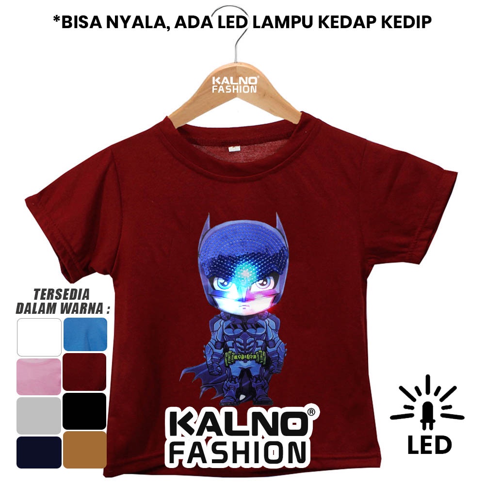 Baju anak pria wanita karakter BTMAN BT441 LED manik mani Bahan Katun polyester umur 1 - 7 tahun Random