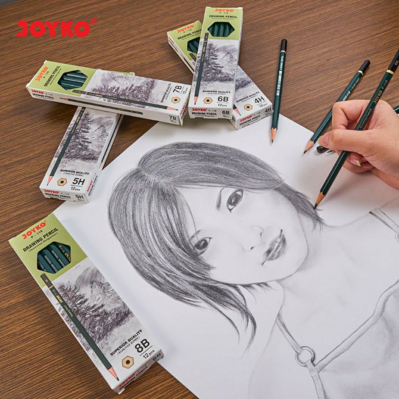 

JOYKO P118 DRAWING PENCIL SET LENGKAP 14 UKURAN PENSIL GAMBAR B 2B 3B 4B 5B 6B 7B 8B HB H 2H 3H 4H 5H