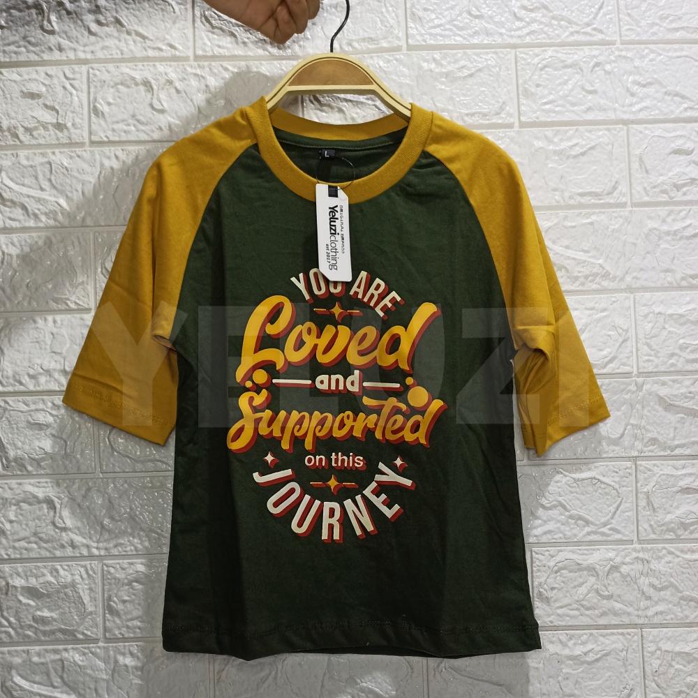 Kaos Raglan Couple Keluarga Love and Journey Hijau Army Kuning Busuk