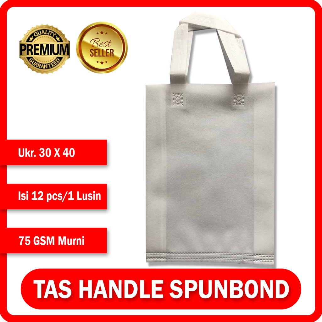 

Souvenir Tas Press Goodiebag Spunbond Handle - Putih 30CM x 40CM Lusinan / Tas Press Spunbond