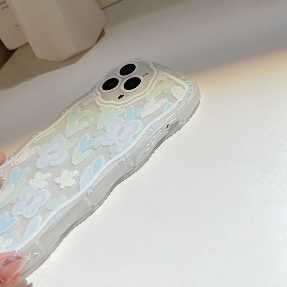 IPHONE Musim Panas Biru Muda Cinta Hati Perlindungan Penuh Casing Ponsel Cover Dengan Manik-Manik Anti Hilang Rantai Untuk Iphone7 8 PLUS X XR XS 11 12 13 14 PRO MAX SE 2020