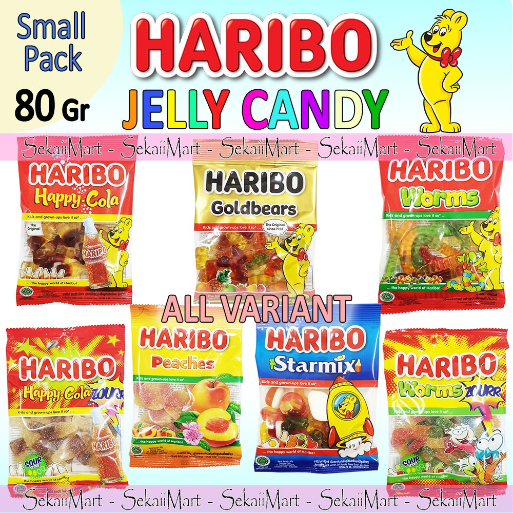 

HARIBO Permen Jely Aneka Rasa Buah Kemasan Kecil 80g - Jelly Candy All Variant Small Pack Gold Bear