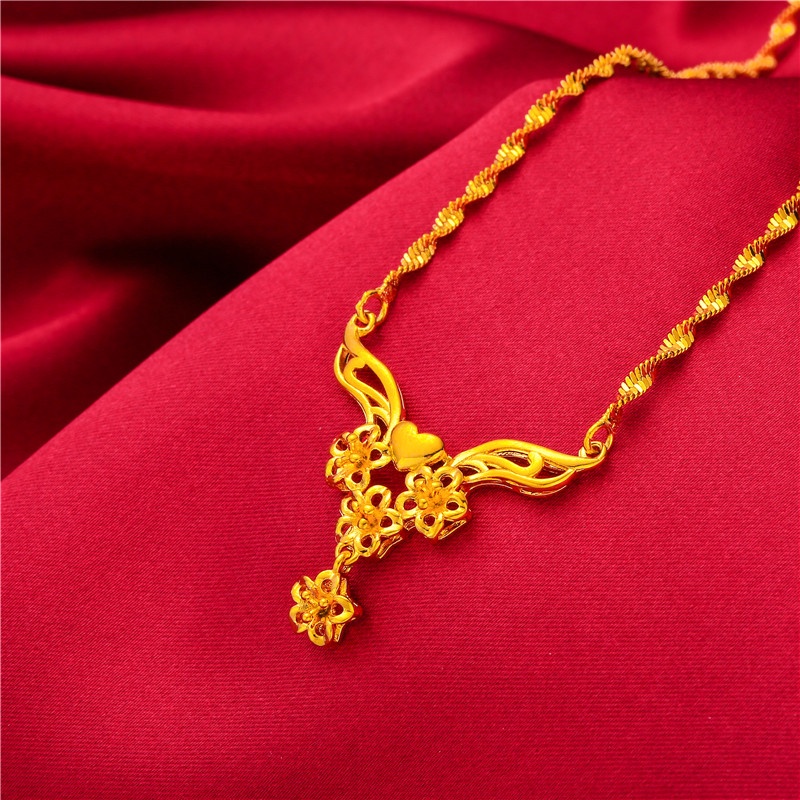 Kalung Emas Asli Kadar 375 Liontin Bunga Gaya Korea Untuk Wanita Hadiah Hari Valentine 120N1
