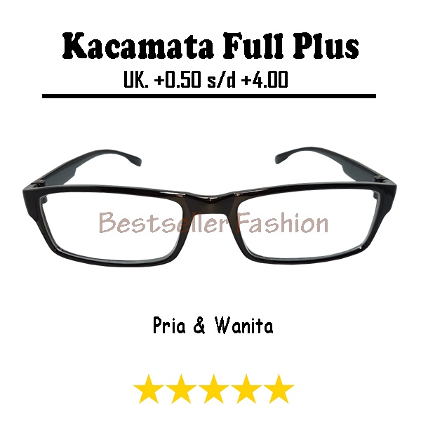 Kacamata Baca Rabun Dekat (+) Uk.+0.50 s/d +4.00 Warna Frame Hitam Persegi Panjang Kaca mata Plus Untuk Pria Wanita FREE KOTAK KACAMATA