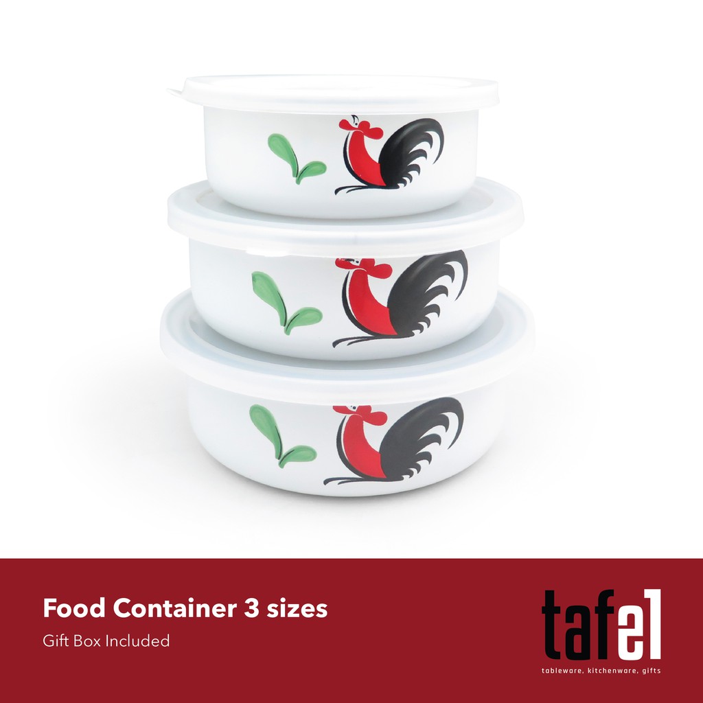 KEDAUNG Mangkok Ayam Jago Enamel 3 Pasang