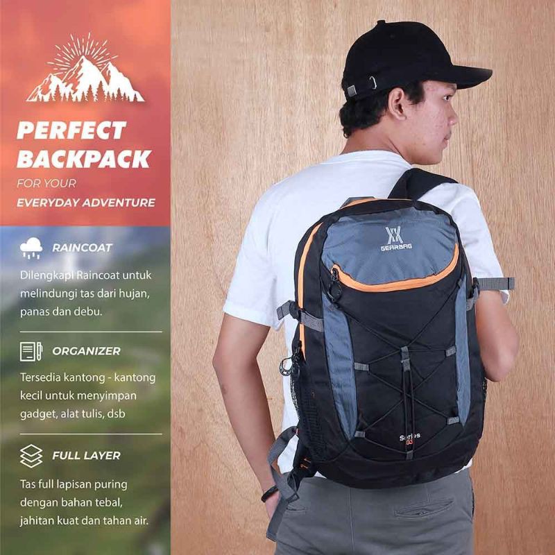 Original - Tas Backpack Pria Ransel Punggung Keril 25 Liter Bahan Premium Cordura Terbaru | Tas Travelling Outdoor Adventure | Tas Sekolah Kuliah Kerja Muat Laptop 14&quot; Inch