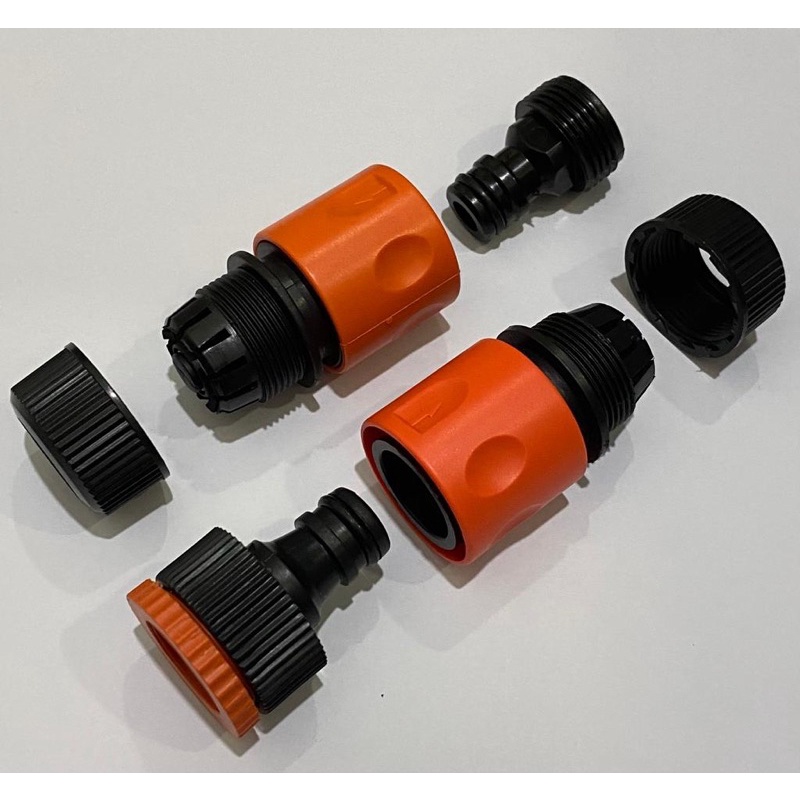 MASAKI ORANGE QUICK COUPLER PVC PLASTIK SET 4pcs Sambungan selang air quick coupler conector set 4pc