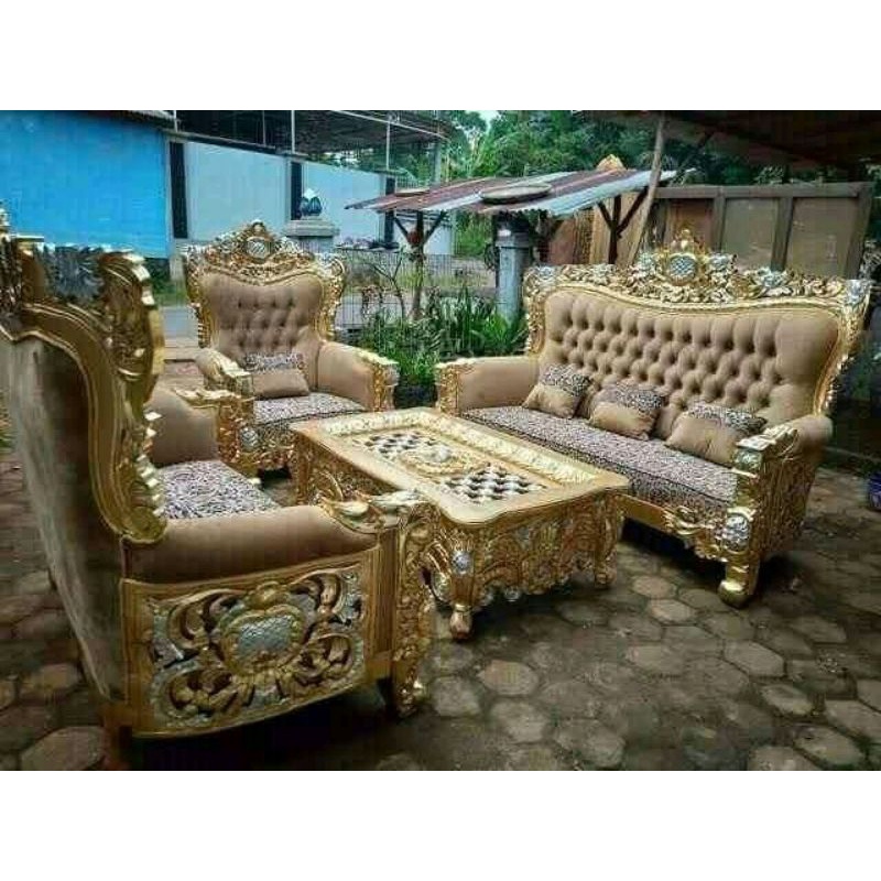 kursi tamu busa ukir mewah elegan cantik modern furniture mebel jepara