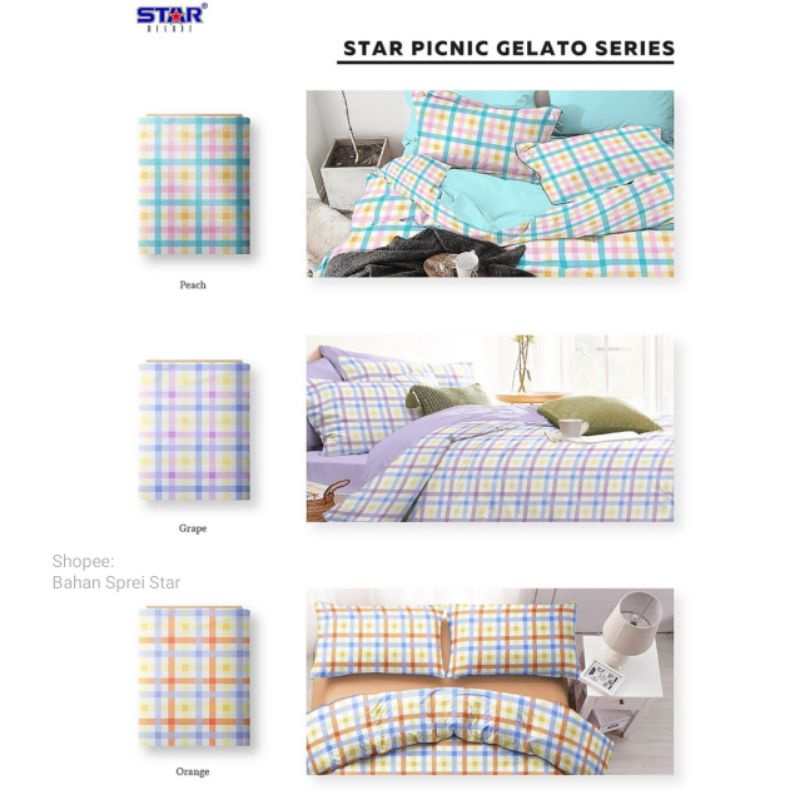 Bahan Kain Sprei Star - Picnic Gelato Series