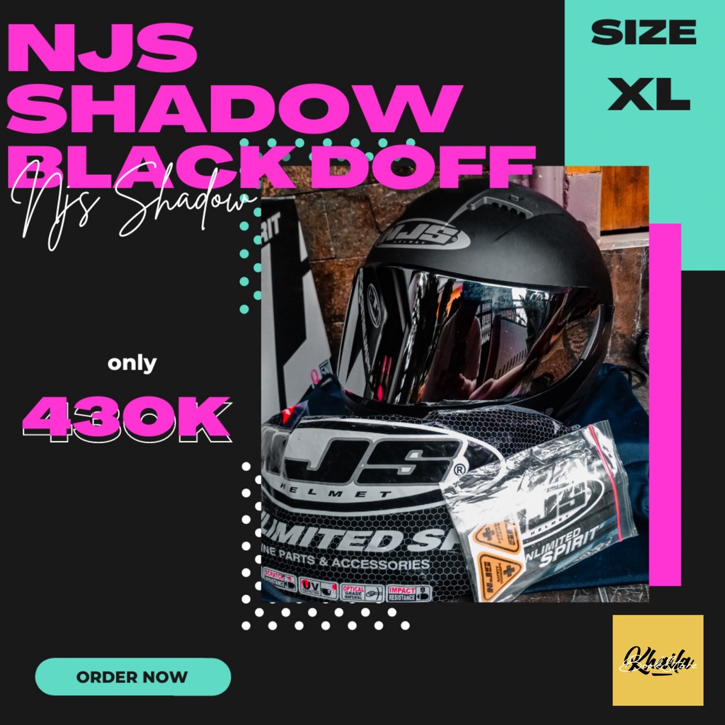 Helm NJS Shadow - Black Doff Full Face