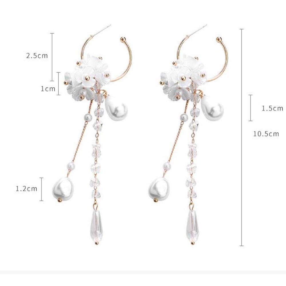 Agustinina Menjuntai Anting Putih Fashion Manis Bunga Pernikahan Peri Untuk Wanita Jumbai Vintage Earrings