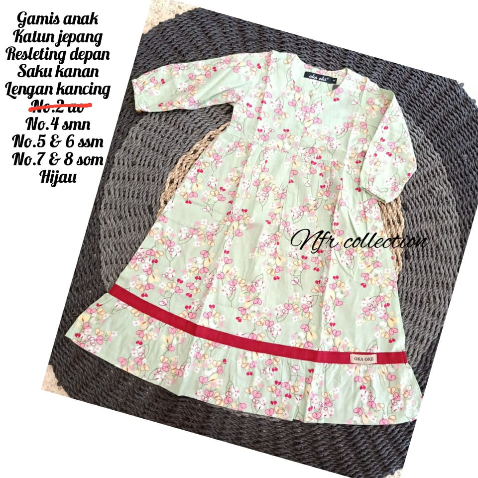 gamis anak SD oka oke katun jepang 2 3 4 5 6 7 8 th