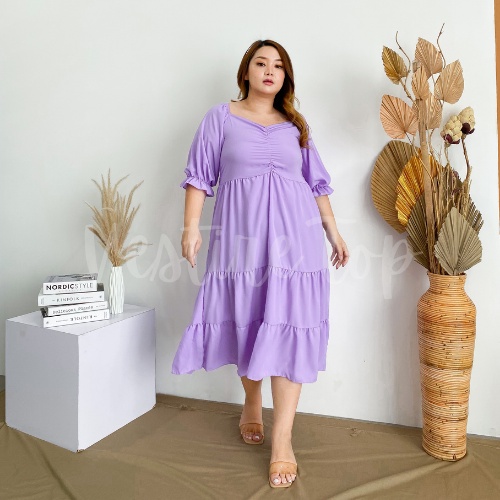 Marie | Baju Sabrina | Dress Sabrina Full Karet | Dress Wanita korea | Dress Pesta | Dress Jumbo | D