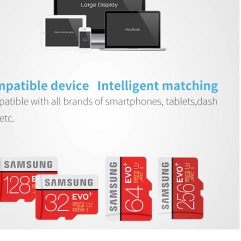 ➣ Samsung memory card 32/64/128/256G/512GB Kartu Memori 80MB/S Ultra Microsd SD Micro TF card ☚
