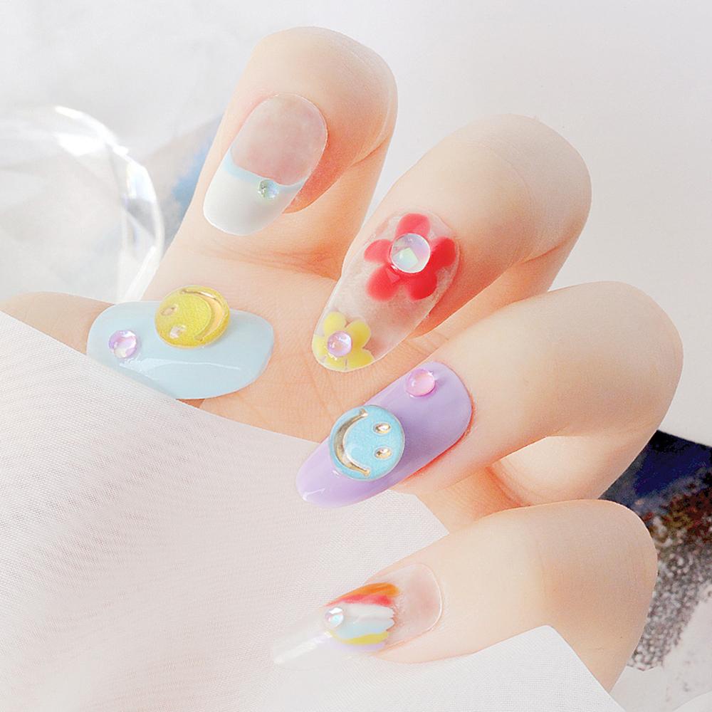 AUGUSTINA Augustina Smiley Face Perhiasan Kuku Musim Semi AndSummer Kartun Lucu DIY Desain Nail Art