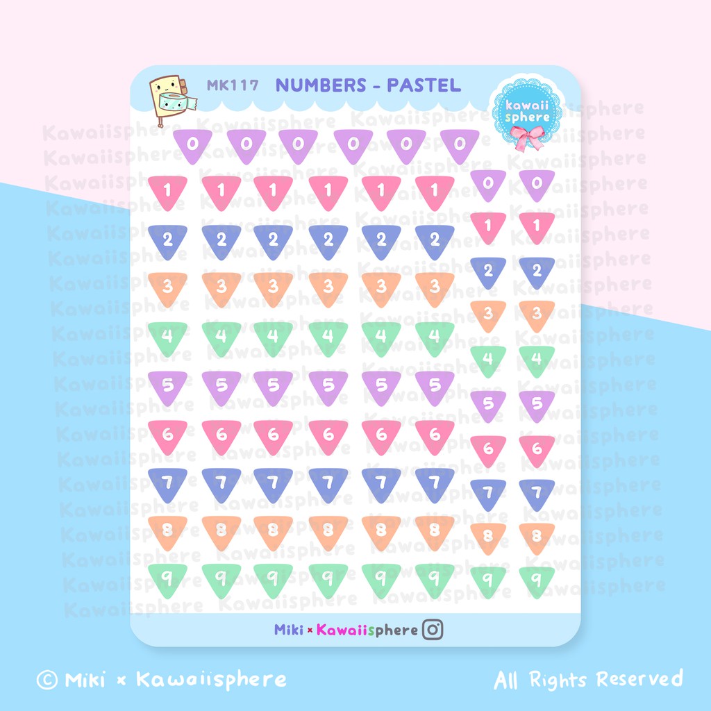 

Numbers Pastel | Planner Sticker Angka Warna Pastel MK117 | Writable Waterproof