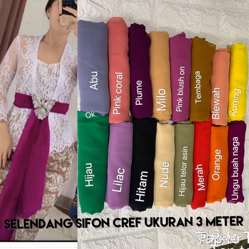 selendang sifon cref warna buah naga