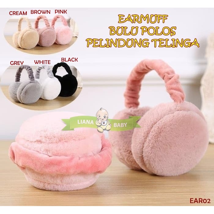 EAR02 EARMUFF BULU POLOS PELINDUNG TELINGA Baby, Anak dan Dewasa