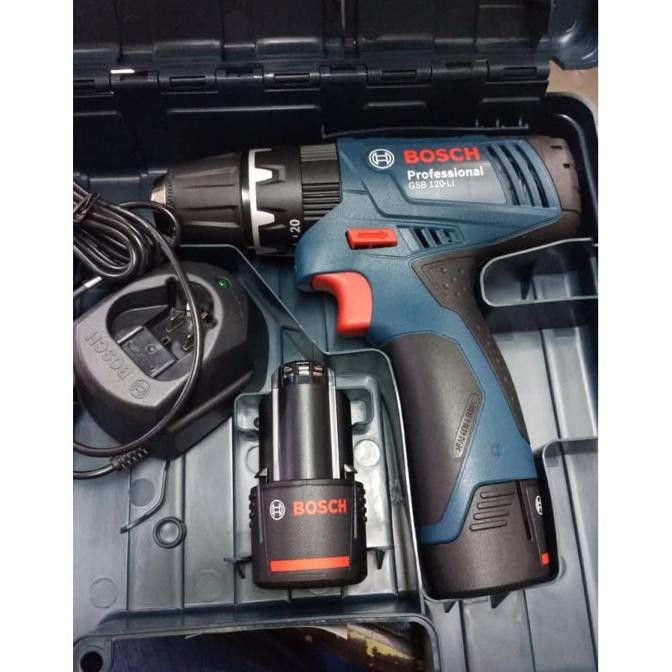 Terlaris Bosch GSB 120-LI Cordless Impact Drill / Bor Tembok Baterai 120 LI Baru