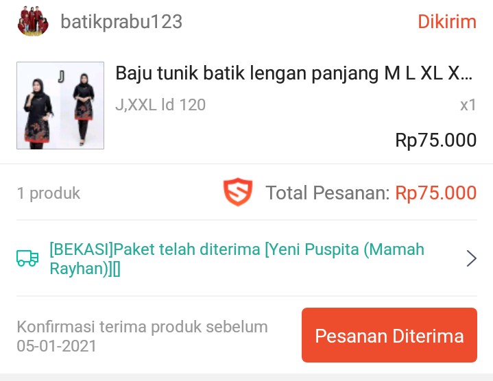 Baju Tunik Batik Lengan Panjang M L Xl Xxl Xxxl Ld 120 Murah