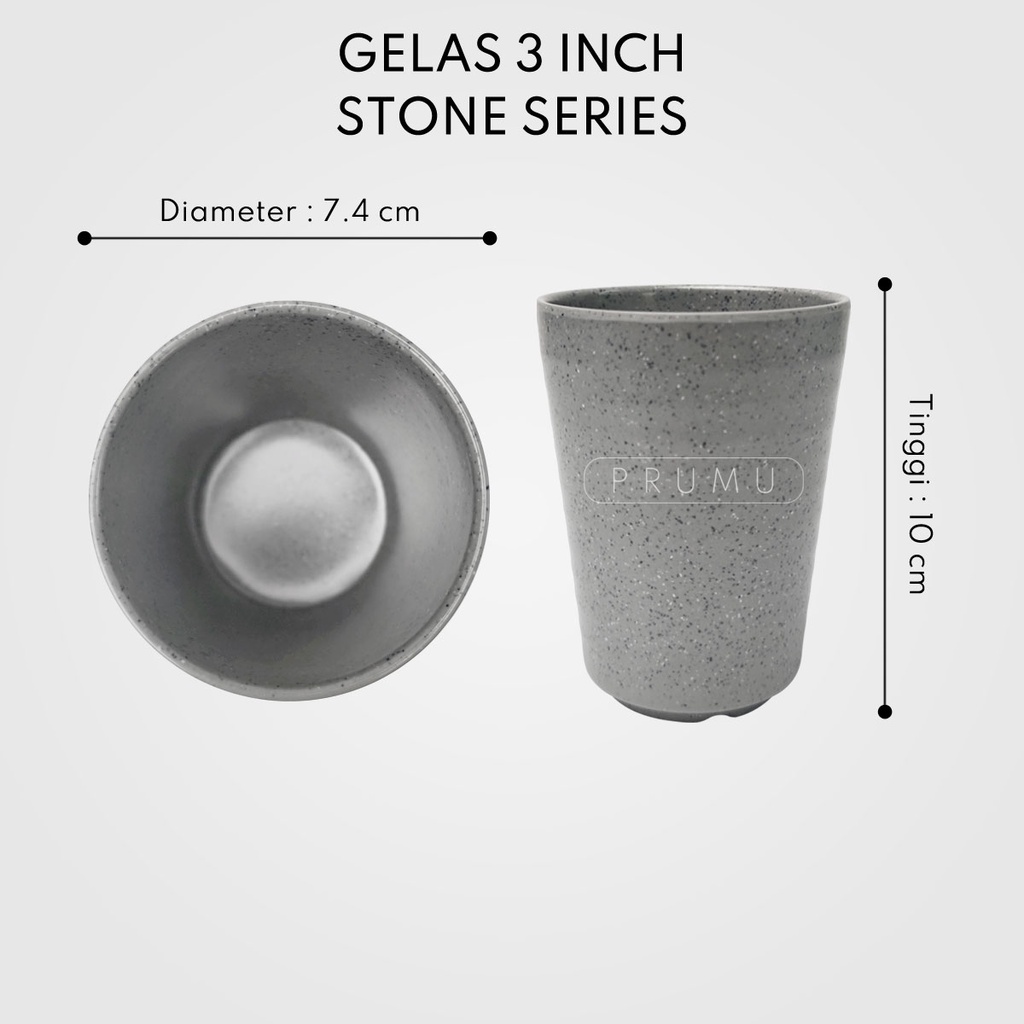 PRUMU Melamine Stone Gelas 260 ml - Gelas Teh - Gelas Cafe - Gelas Restoran - Gelas Ulir Golden Dragon B2303A